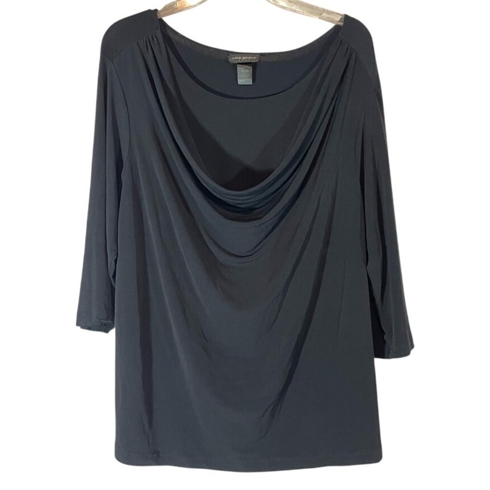 Lane Bryant Black Cowl Neck‎ 3/4 Sleeve Top CK149252 18/20W Casual Career Basic